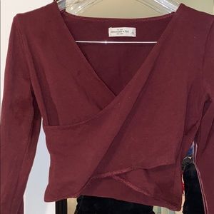 Maroon crisscross crop top